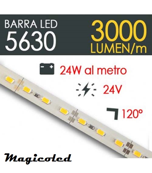 Barra led bianco FREDDO PROFESSIONALE 24V 18 W/mt 240 led/Mt CRI95 su misura 